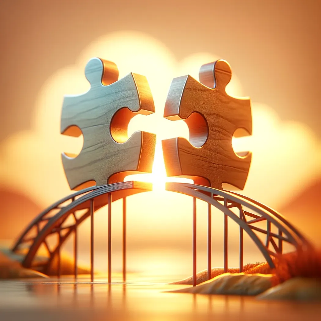 Zwei Puzzleteile die Freundschaft symbolisieren